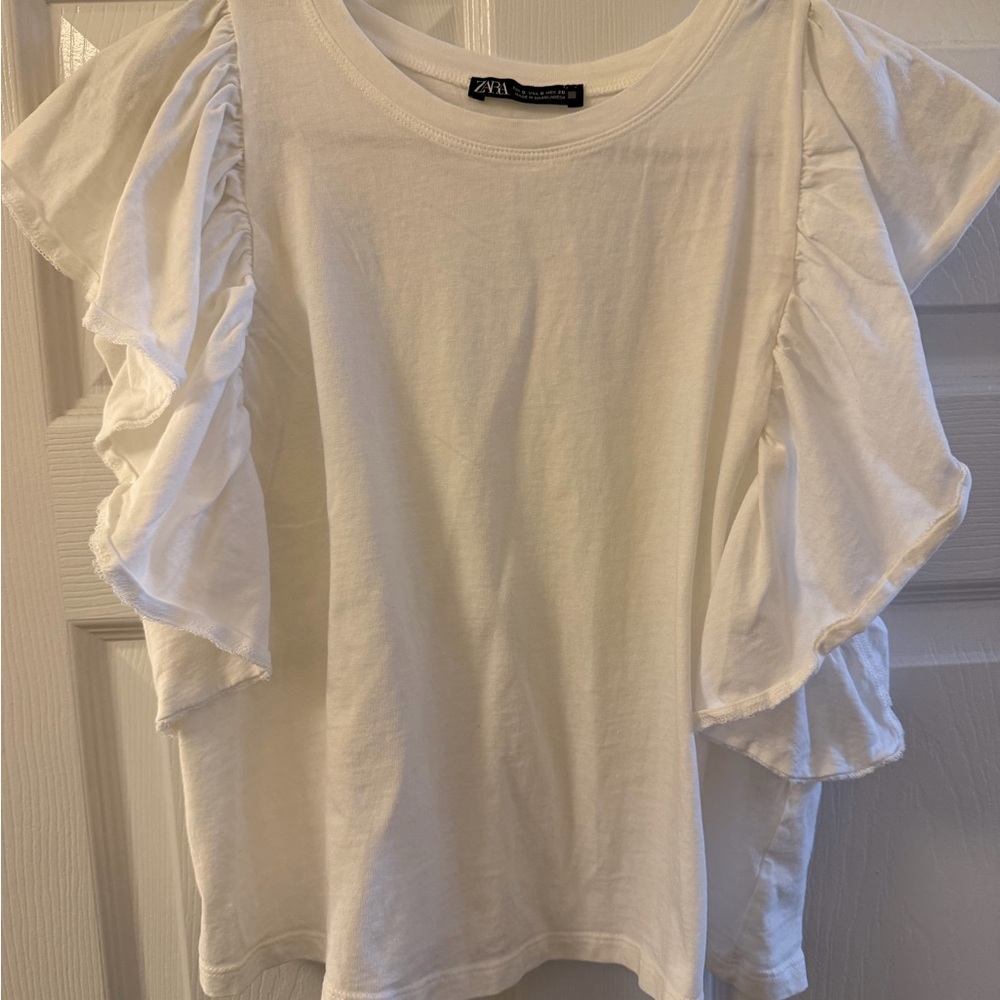 Zara Ruffle Sleeve Top NWOT